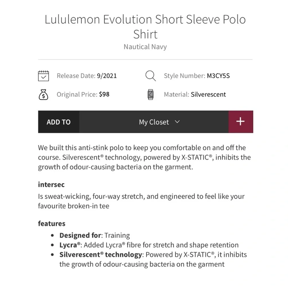 ★ Lululemon Men’s Short Sleeve Polo Shirt - Navy ★ - Picture 15 of 16